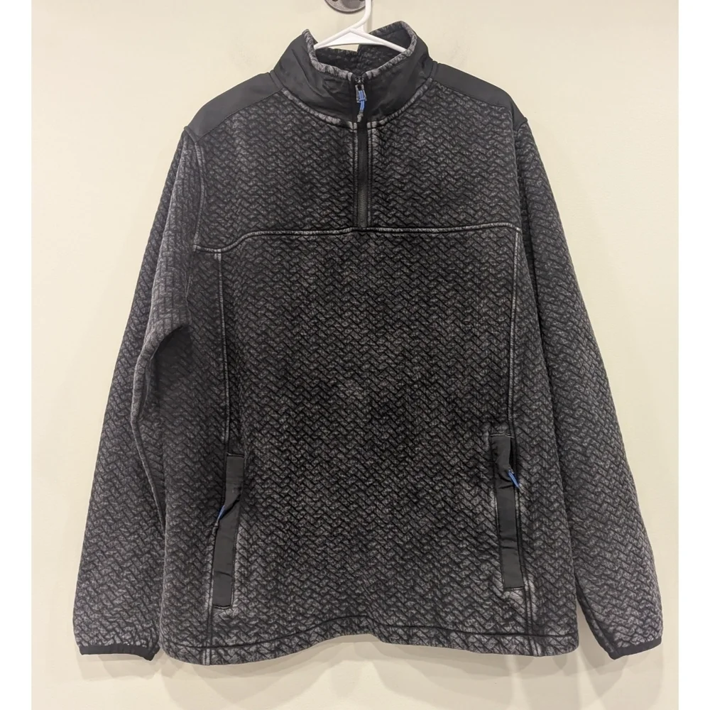 Chubbies The Back To Basic Quilted Quarter Zip Pullover Faded Black Size Large
